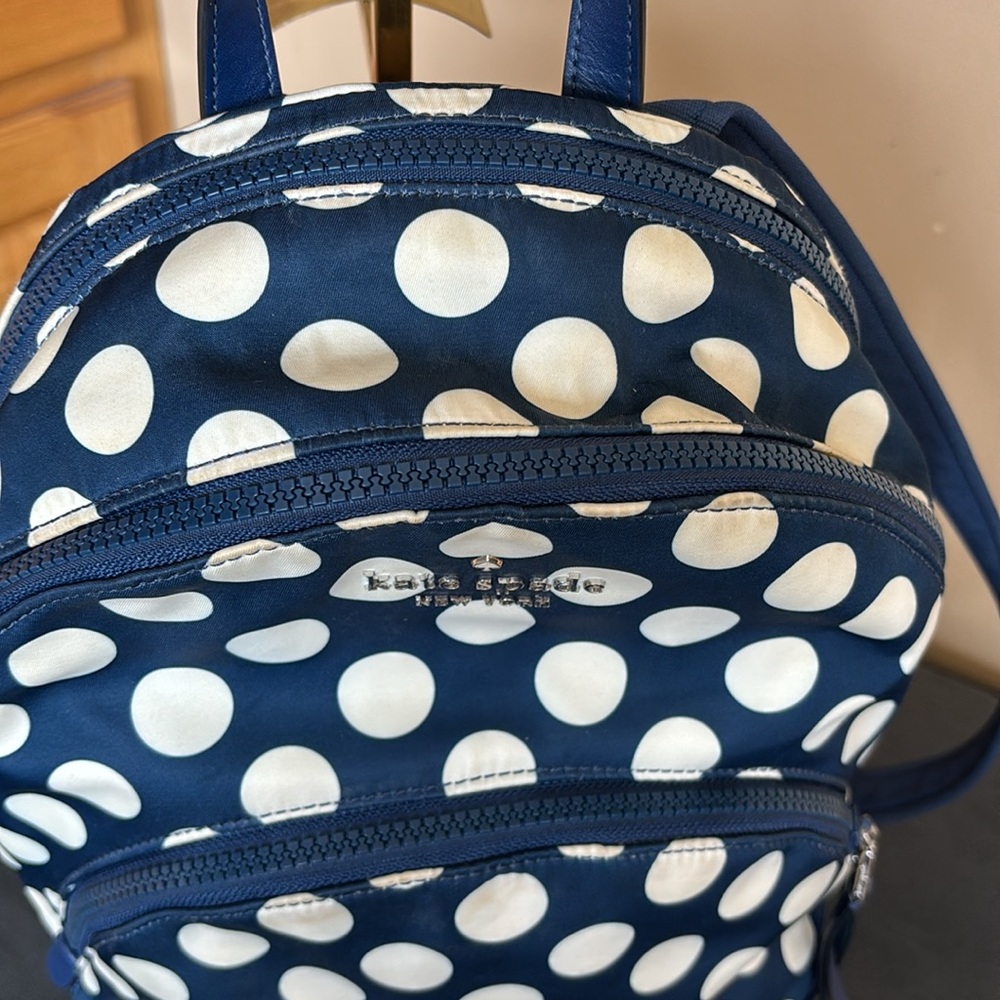 Kate Spade Navy and White Polka Dot Backpack - Picture 3 of 13